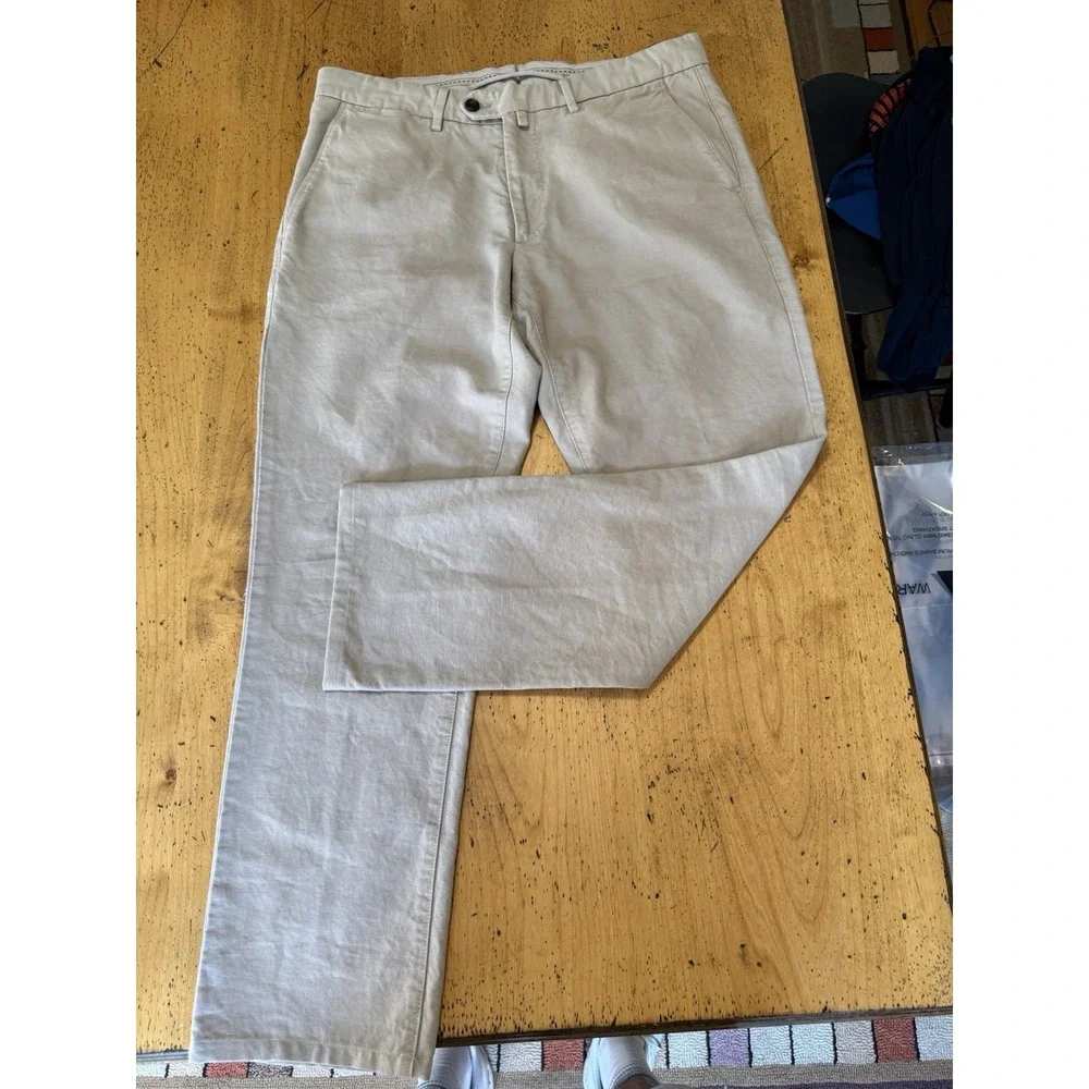 SUITSUPPLY Porto Trousers Men's UK 50 W/34x28 Chino Zip Fly Pockets Khaki Logo